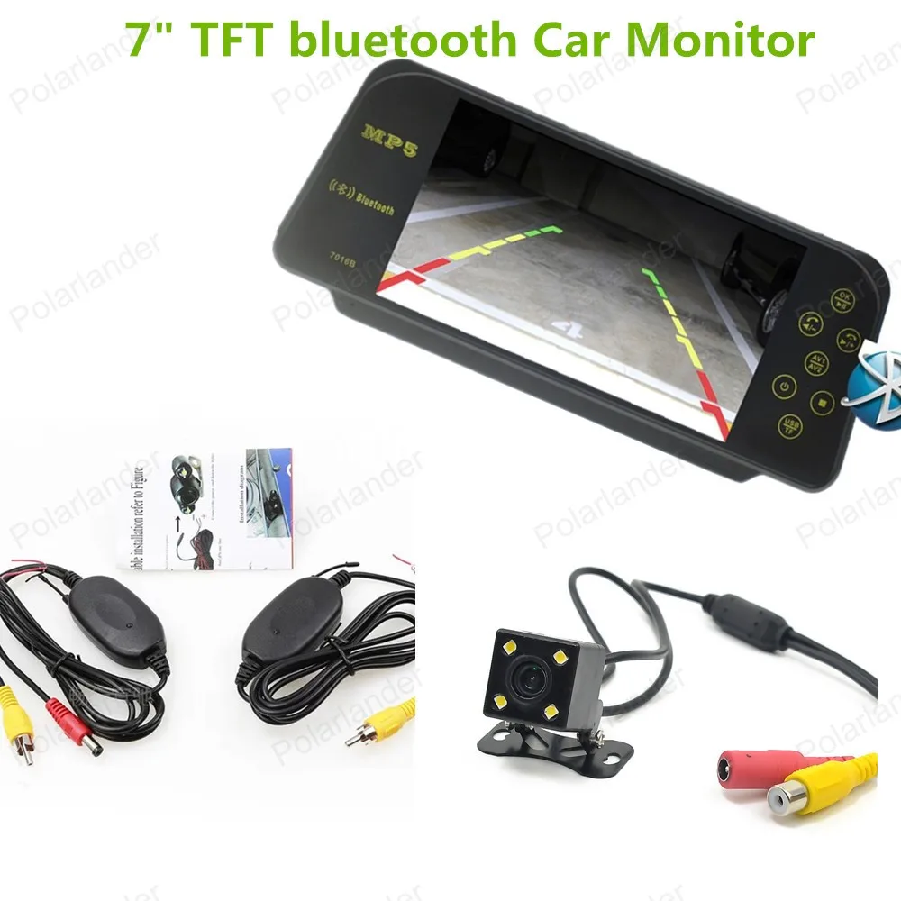 DC 12V 24V 7 Inch TFT LCD Color bluetooth Car Monitor with wireless 4 led