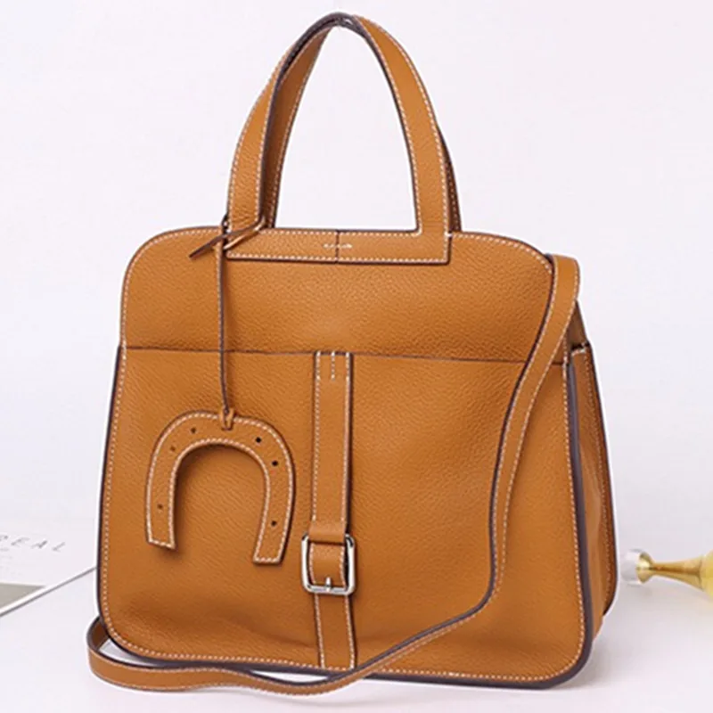 

New European American fashion Nile ring horseshoe handbag TOGO cowhide shoulder bag genuine Leather Famous brand Designer bolsos