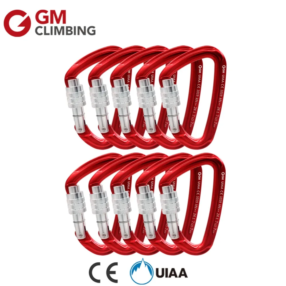 GM Climbing 24kN D Carabiner CE / UIAA Screw Locking Rock Climbing Carabiner Rappel Rescue Survival Mountaineering Equipment GM Climbing 24kN D Carabiner CE / UIAA Screw Locking Rock Climbing Carabiner Rappel Rescue Survival Mountaineering Equipment