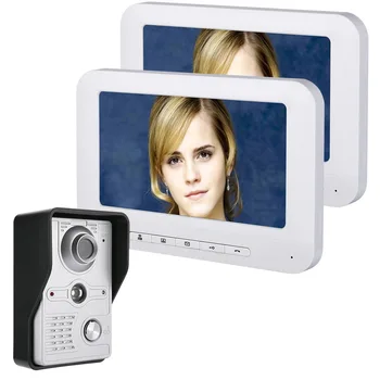 

7 Inch LCD 2 Monitoren Video Deurtelefoon Deurbel Intercom Kit 1-camera 2-monitor Nachtzicht met IR-CUT HD 700TVL Camera