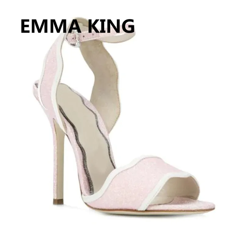 

2019 New Pink Elegant Women Gladiator Sandals Open Toe Ankle Buckle Strap Ladies Party Shoes Woman Sexy High Heels Runway Sandal