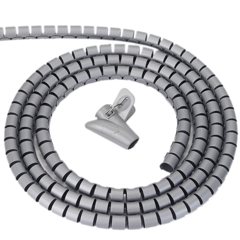 Wire Storage Tube Clips Cable Sleeve Organizer Pipe Wrap Cord Protector Flexible Spiral Management Device