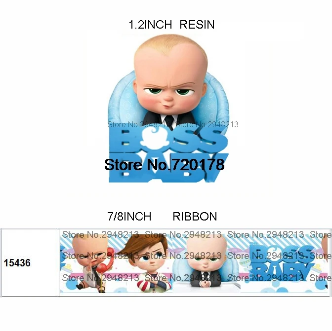 

printed cartoon BOSS BABY grosgrain ribbon and resin sets 7/8inch 50yard ribbon and 50pcs resin 1 sets REB186