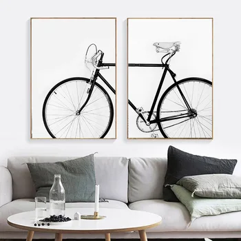 

Modern Simple Bicycle Wall Art Black White Bike Canvas Painting Posters and Prints Hang Painting Bedroom Living Room Decoration