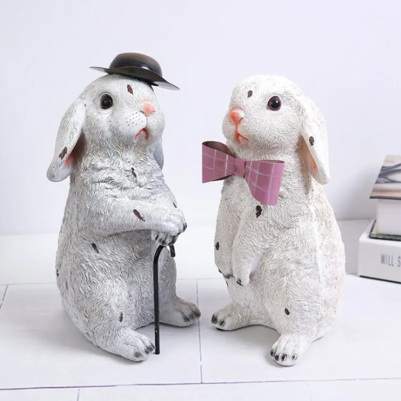  Simple Resin Rabbit Home Decoration Crafts Decoration Rabbit Animal Decoration Living Room Bedroom  - 32886002223
