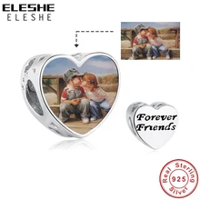 Подлинный 925 пробы серебряный шарм Forever Friends Love на заказ фото сердце бусины подходят Шарм браслет персонализированные ювелирные изделия