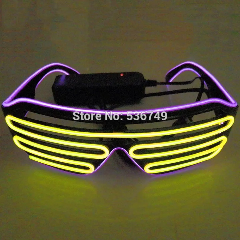 

LED flashing neon glasses blinking glasses Fashion Flashing el wire shutter Sun glasses with Sound inverter-Green For Parties