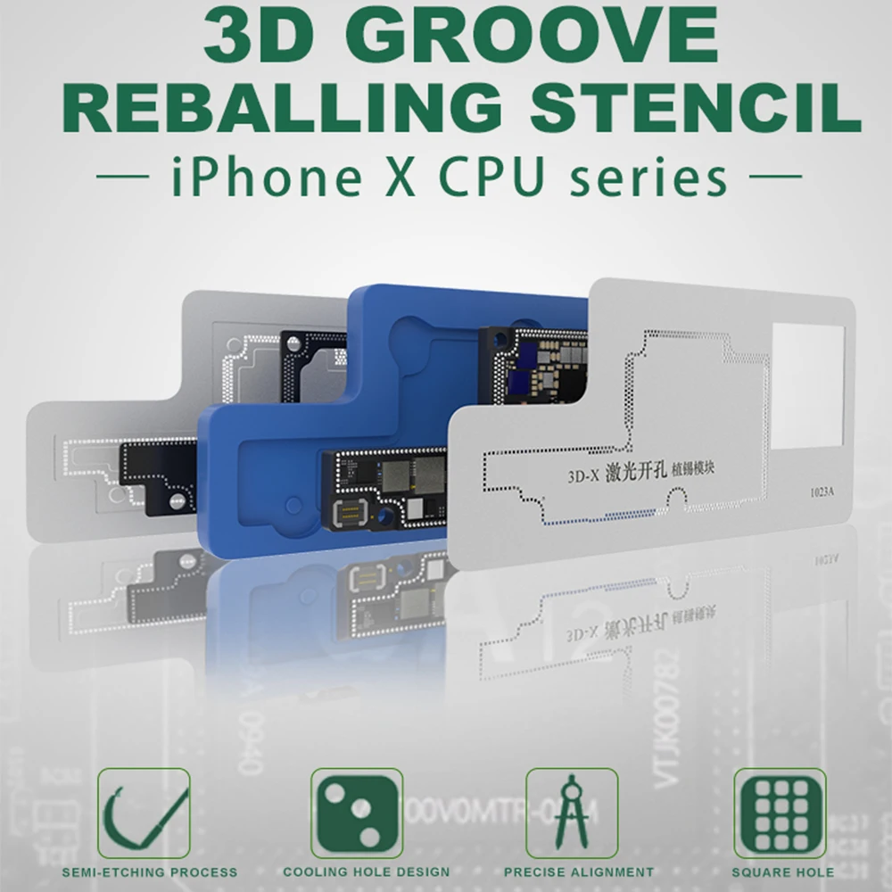 

3D BGA Rework Stencils for iPhone X A12 CPU PCB Groove BGA Reballing Stencil Template Middle Layer Motherboard Repair Tools