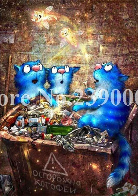 5d Diy Алмазная мозаика с изображением синего кота, вышивка крестиком, алмазная картина, вышивка в виде животных, бисер, картина, стразы, подарок - Цвет: P