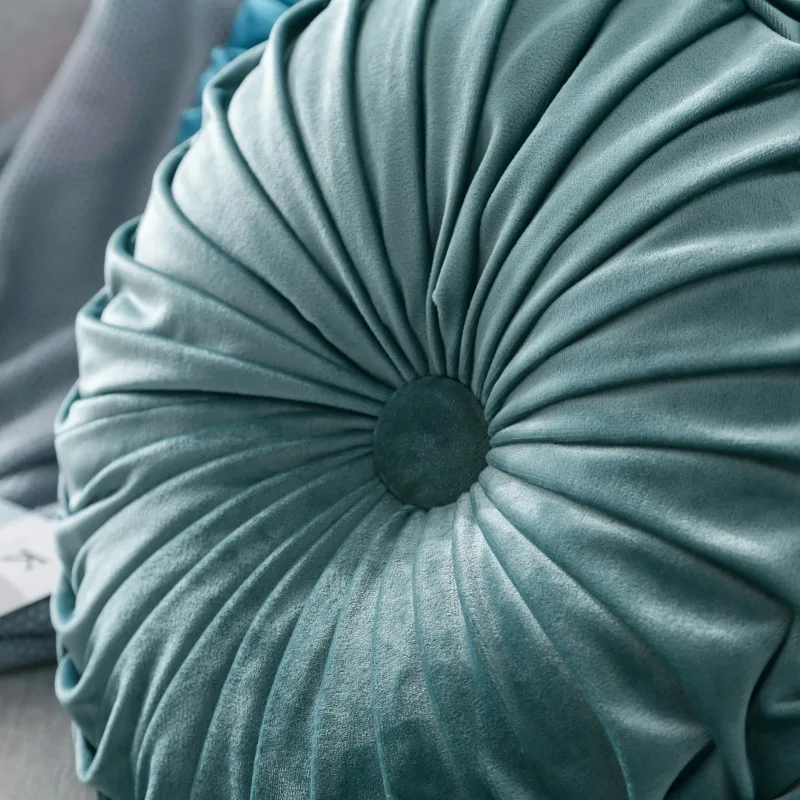 Бархатная плиссированная круглая подушка в виде тыквы, диванная подушка, подушка для пола, декоративная подушка для дома, кресла, кровати, машины