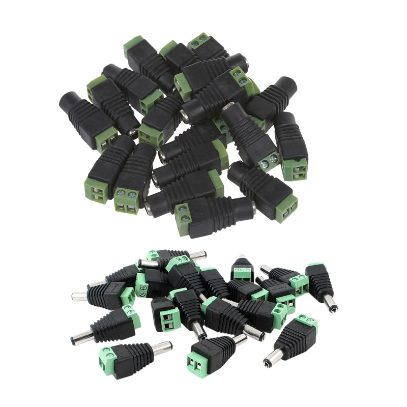 

20pcs CCTV Camera 5.5 x 2.1mm DC Power Cable Female Plug Connector Adapter Jack & 20pcs 5.5 x 2.1mm 2 Terminals DC Power Cable