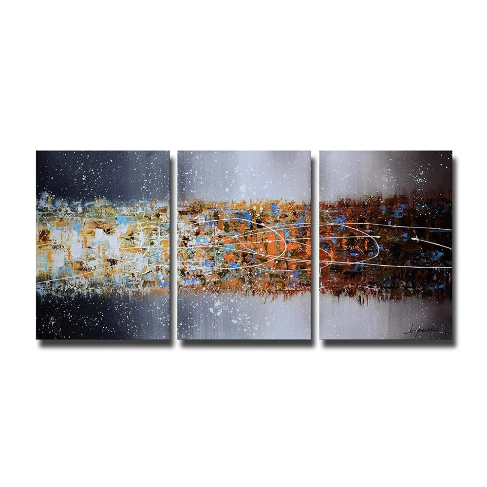 

Hand painted oil painting abstract white line art modern home decoration abstract wall art picture for living room on canvas