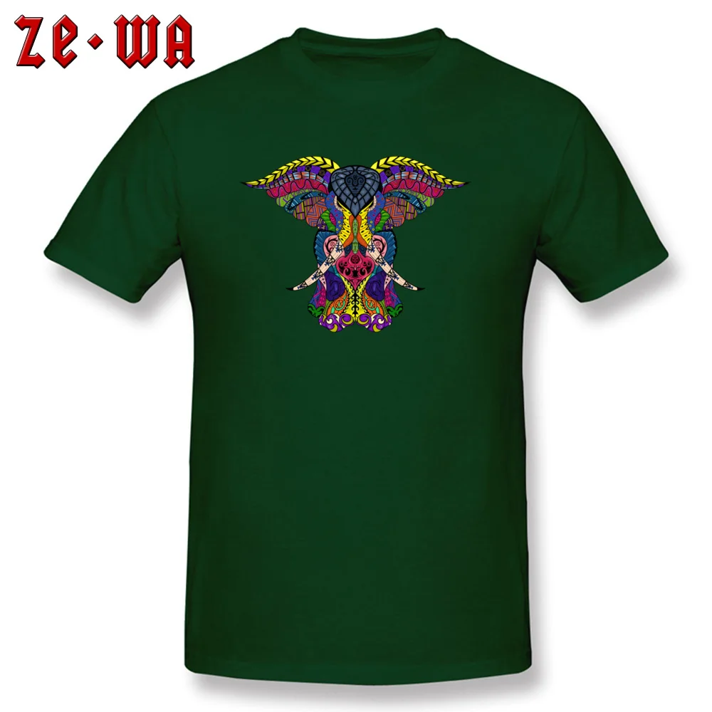 MK Tribal Elephant Colored Pure Cotton T Shirt for Men Design Top T-shirts Custom 2018 Newest O-Neck Tops Tees Short Sleeve MK Tribal Elephant Colored dark