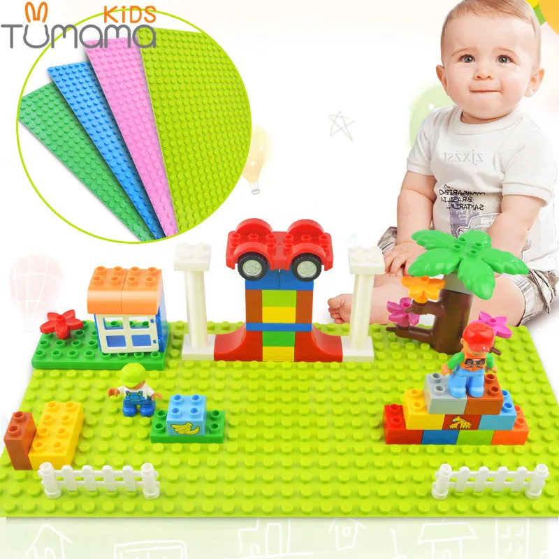 

Tumama Big Size Blocks Base Plate For Building Blocks Compatible Legoinglys Duplo 32*16 Dots 51*25.5cm Baseplate Toys For Kids