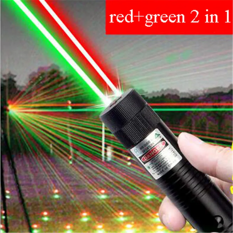 

10000m High Power 2 In 1 Red Green Laser Pointer Waterproof Metal Laser 303 Adjustable Lazer Sight Pointer For Hunting Camping
