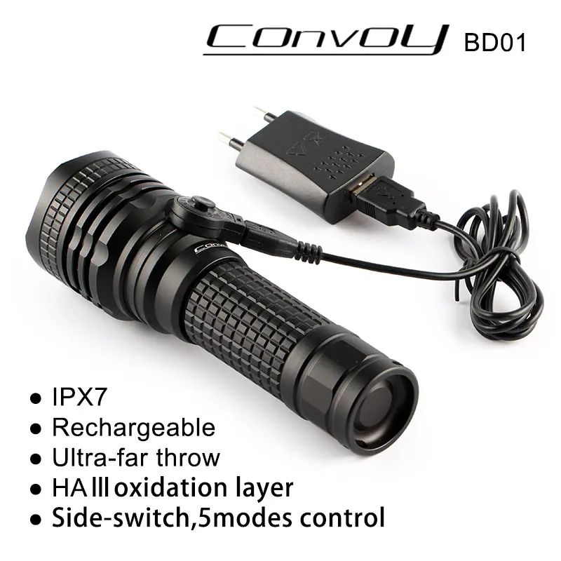 

Convoy BD01 LED Flashlight CREE XML2 U2 1000lm ,Tactical Flashlight by 18650 Battery Torch,Lantern,Self defense,Camping Light