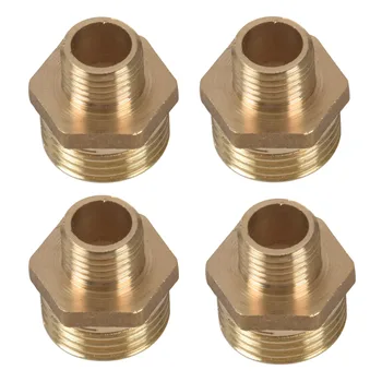 

4Pcs 1/2 inch BSP to 1/4 inch BSP Male Thread Brass Pipe Hex Nipple Fitting