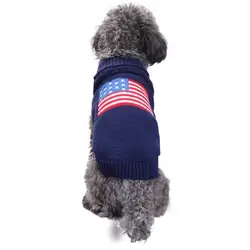 1 шт. шерсть домашних собак свитера вышитые американский флаг Вязание свитер для малых и средних собак Pet поставки аксессуары для собак