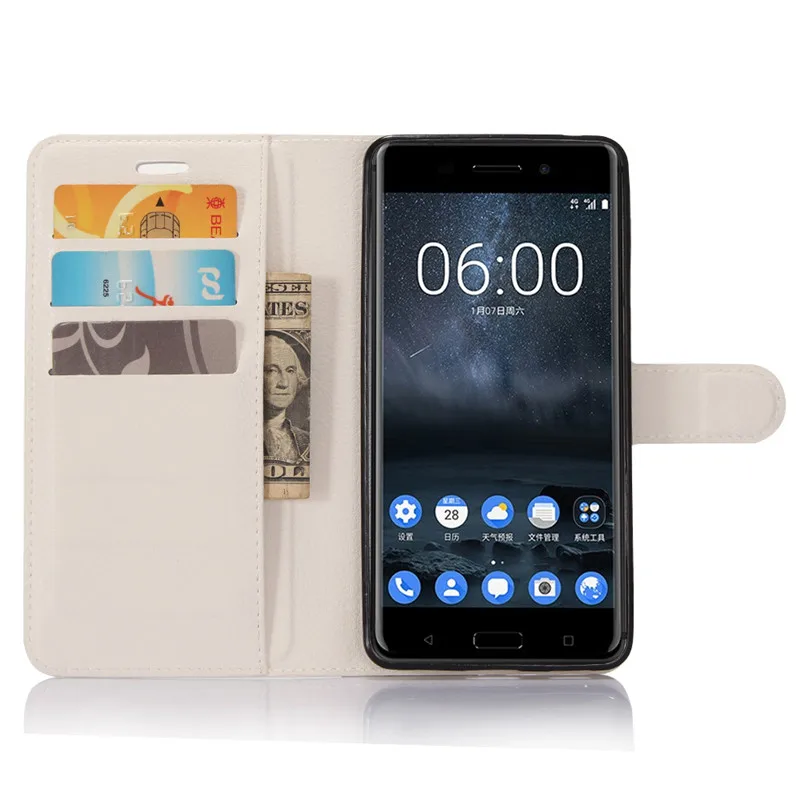 Чехол-кошелек для Nokia 6, кожаный чехол-книжка для телефона Nokia 6 TA-1021 TA-1033, чехол-бампер из ТПУ с отделением для карт