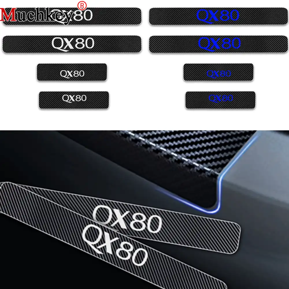 for Citroen C5 Door Sill Protector Reflective 4D Carbon Fiber Sticker Door Entry Guard Door Sill Scuff Plate Stickers Auto Accessories 4Pcs Blue