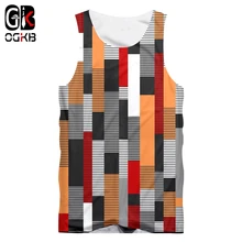 OGKB Жилет Человек Бодибилдинг 3D безрукавки принт красочные хип хоп размера плюс костюм унисекс рубашка без рукавов