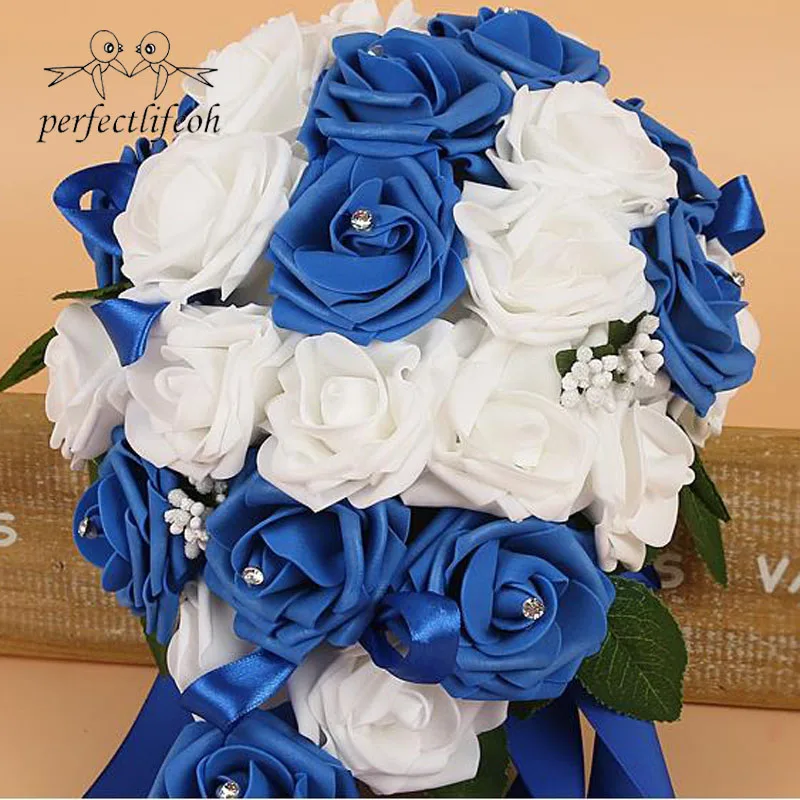 Wedding Bouquets Artificial Water droplets Crystal Bridal Wedding Bouquets Turquoise Shaped