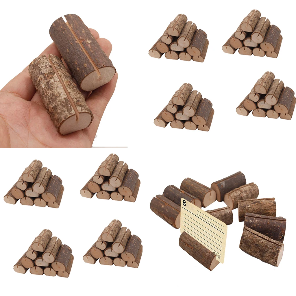 80pcs Wooden Name Place Card Holder Memo Note Card Clip Home Decor