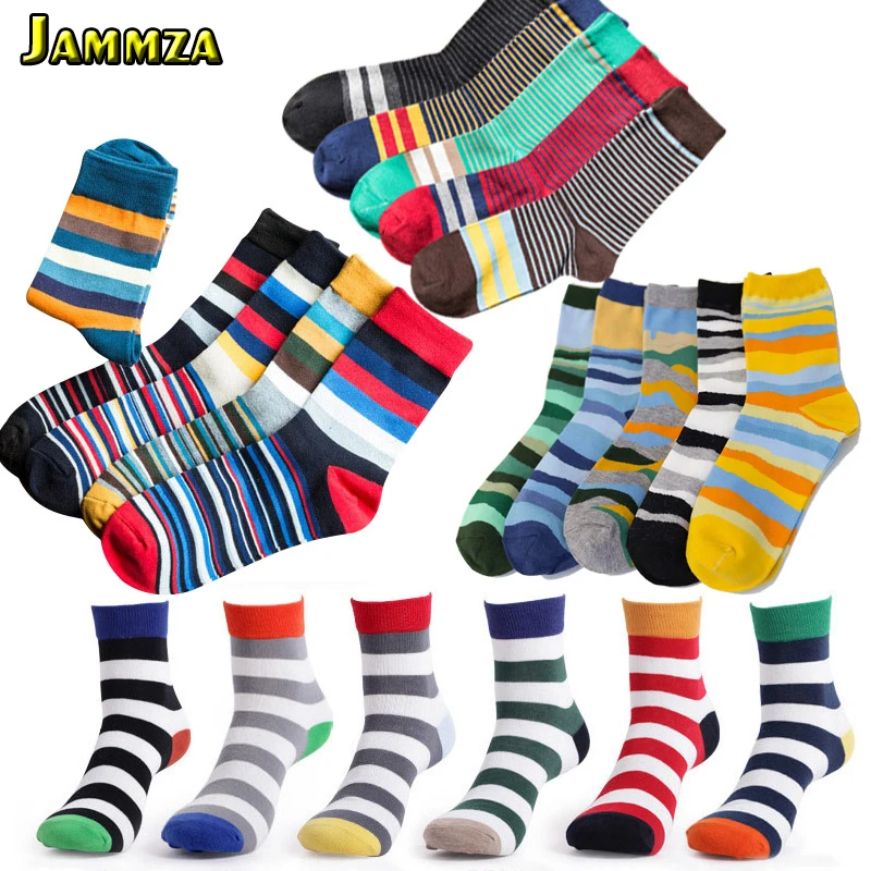 

6 pairs/lot and 5 pairs/lot Brand Cotton Men Socks Vintage Male Striped Colorful Socks Summer Refreshing Socks Happy Design