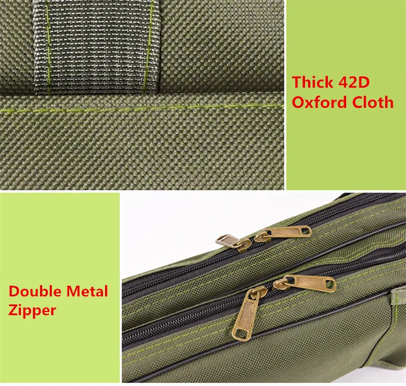 Double Layer Canvas Fishing Bag 100cm 150cm Portable Folding Fishing Rod Bag Fishing Tackle Carrier Bag (5)