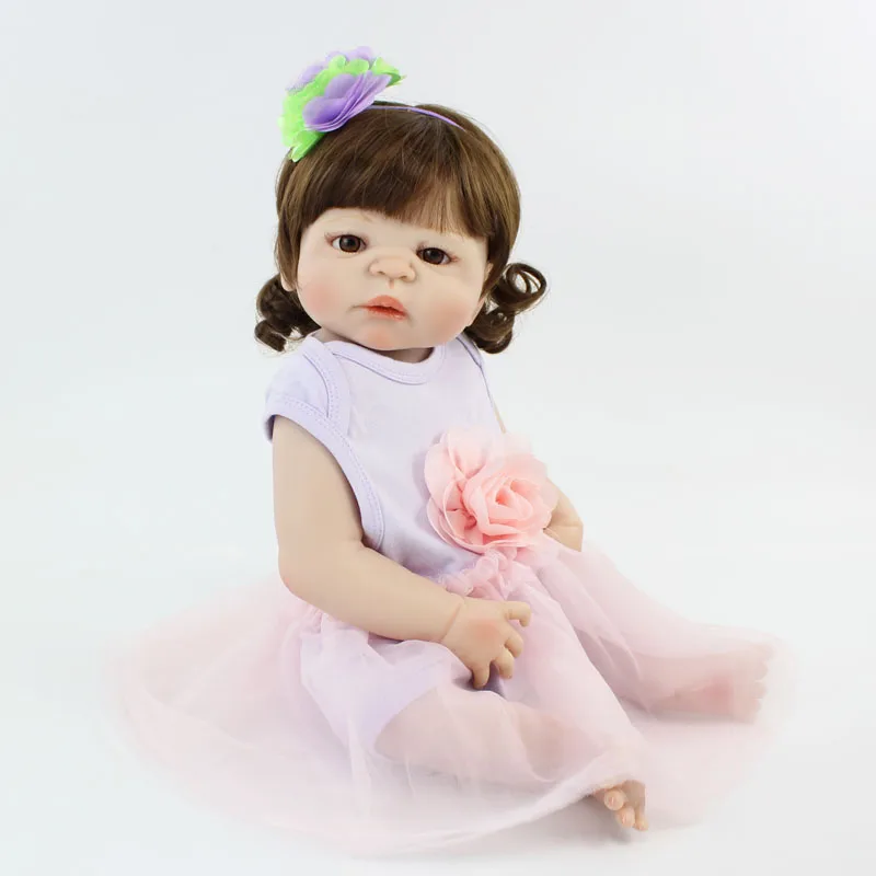 22 Full Body Silicone Bebe Reborn Girl Realistic 55cm Vinyl Newborn Baby Toddler Dolls Waterproof Toy Girl Growth Partner