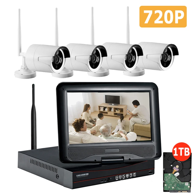 Wifi Security Camera System 4CH 7 LCD NVR Kit 4PCS 720P HD font b Outdoor b