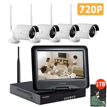 Wifi Security Camera System 4CH 7″ LCD NVR Kit 4PCS 720P HD Outdoor Waterproof IP Surveillance Camera 1TB HDD
