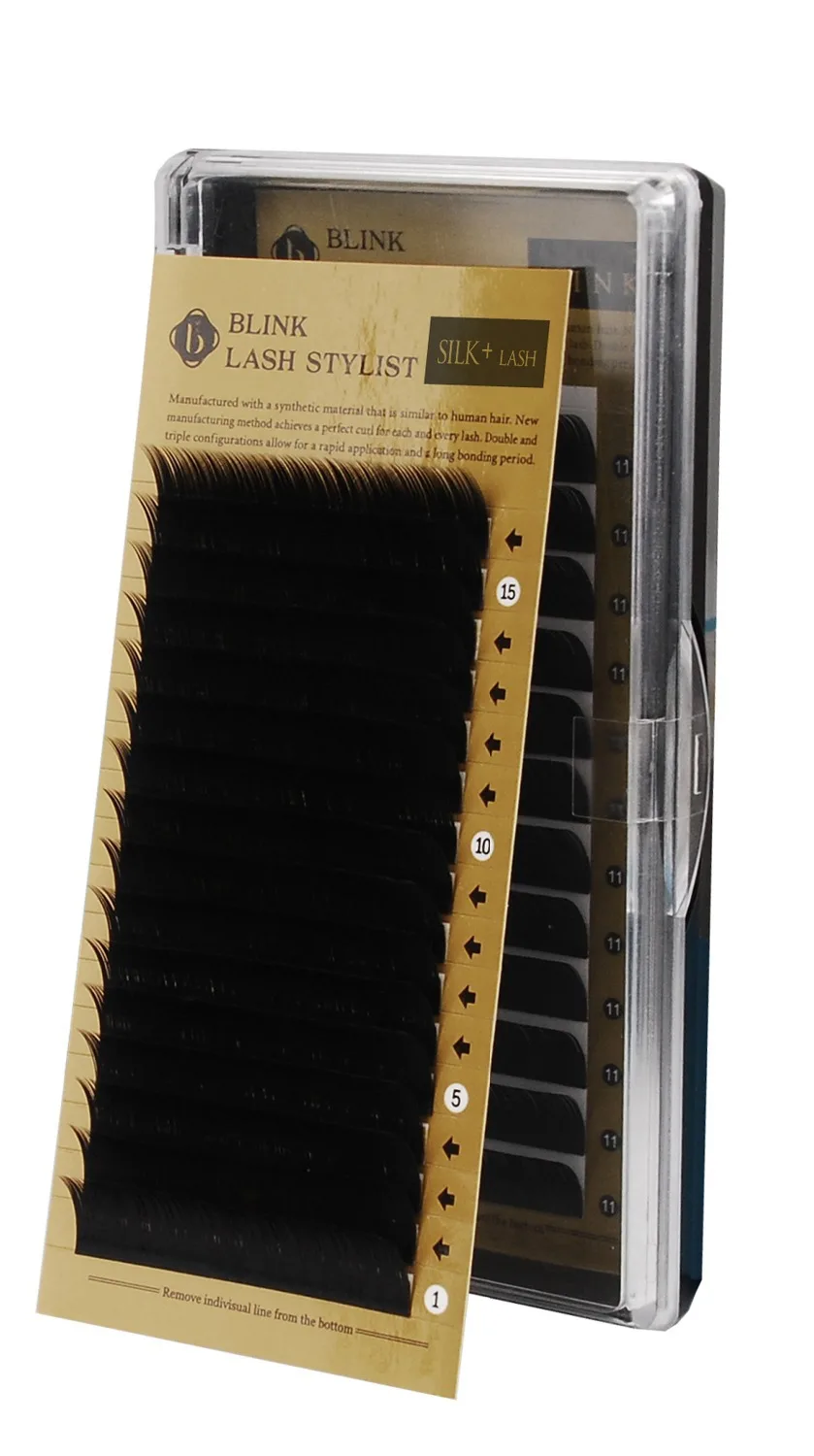 Blink Silk Eyelashes C Curl 0 15 0 20mm 9 13mm One Tray Individual Black False