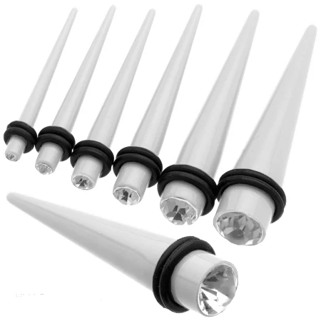 

Body Piercing Gem Acrylic UV Taper Expander White Color 3mm-10mm