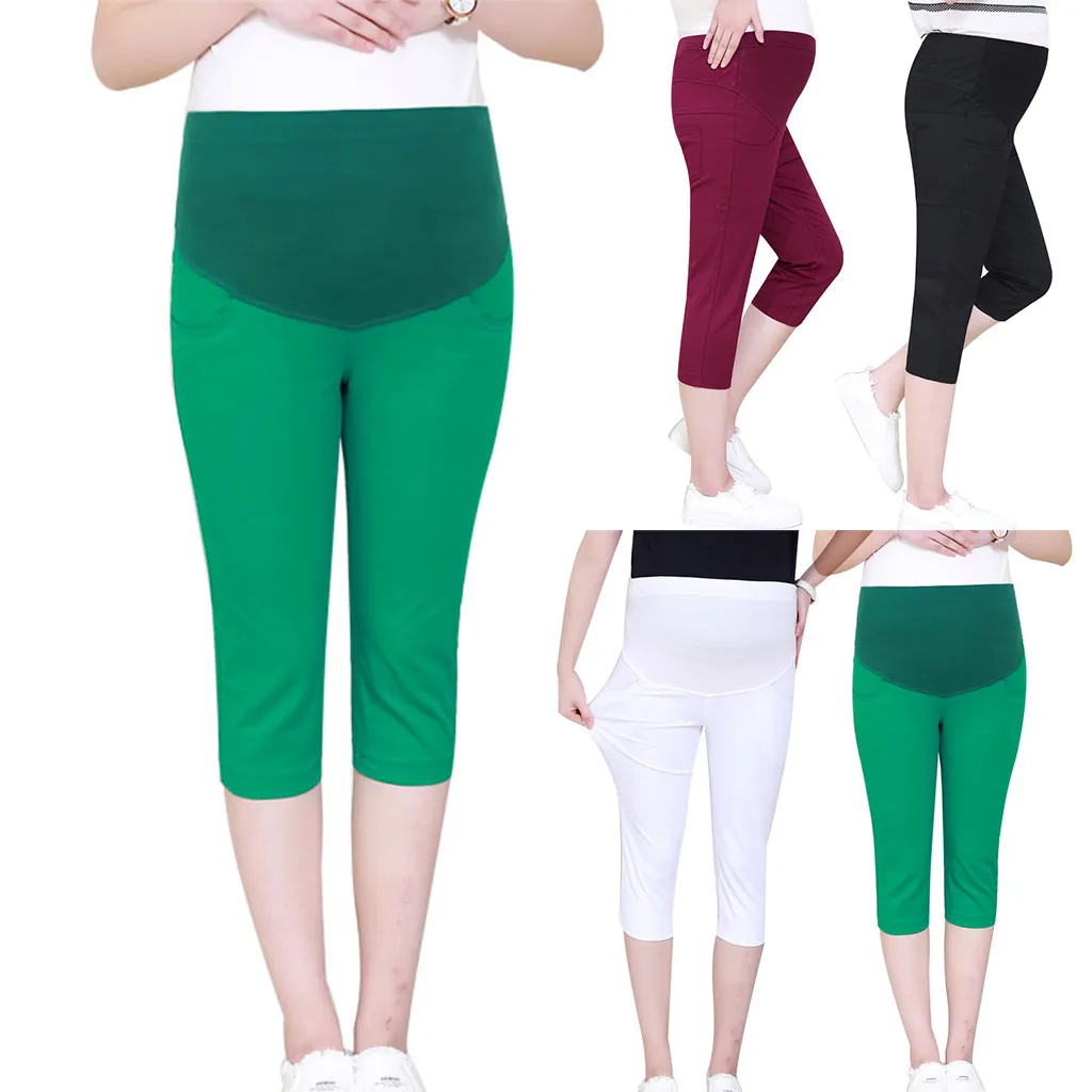 

Pregnant Women Maternity Calf-Length Pants Pregnancy Casual High Waist Pants