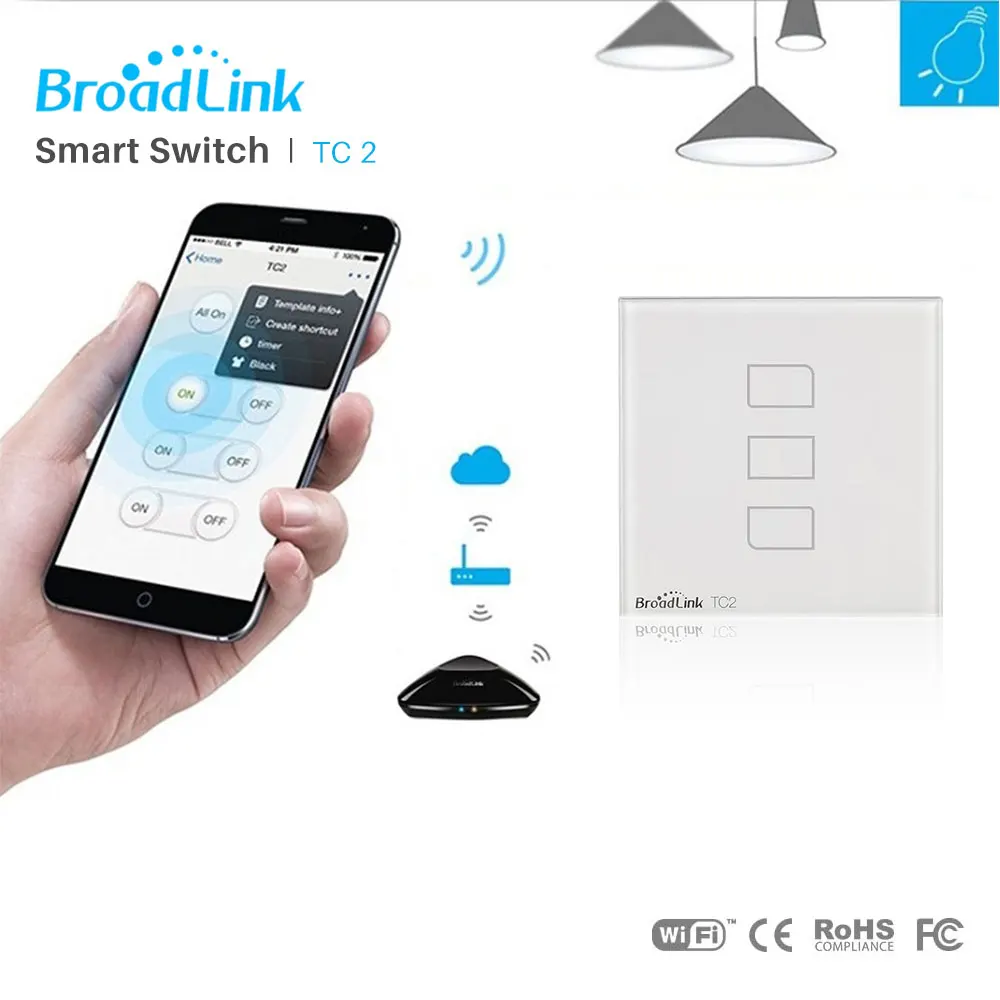 Настенный сенсорный выключатель Broadlink Zigbee WiFi светильник RF 433 МГц беспроводное