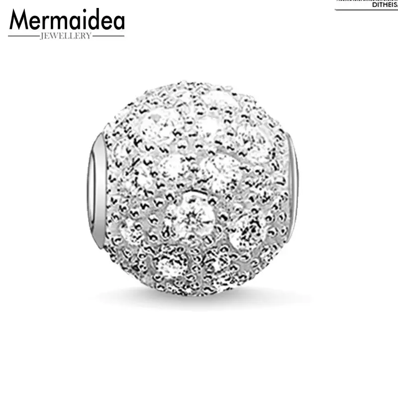 

DIY Beads Crushed Pave Charm 2019 New Fashion Silver Jewelry Trendy Gift For Women Girl Fit Bracelets Necklace Choker