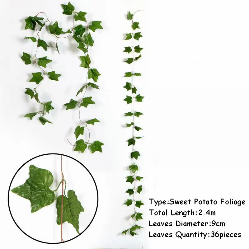 1pc Long Artificial Fake Hanging Vine Plant Leaves Garland Home Garden Wall Decoration Wedding Decor Party Supplies - Цвет: 1