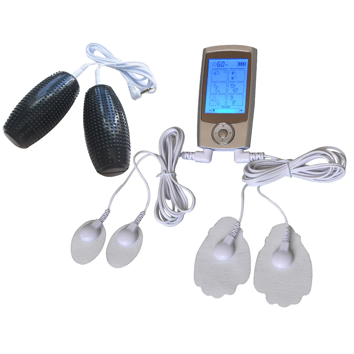 Dual Channel 16 Modes Vibrate Slimming Massager + 1pair Hand Massage Roller W/ 1pcs Pin Type Lead Wire Cable