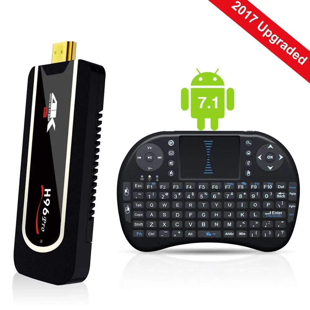 

2017 Android 7.1 TV Box H96Pro Mini Amlogic S912 64Bits Octa-core 2GB/8GB 4K H.265 BT4.1 2.4GHz WIFI With Wireless Keyboard