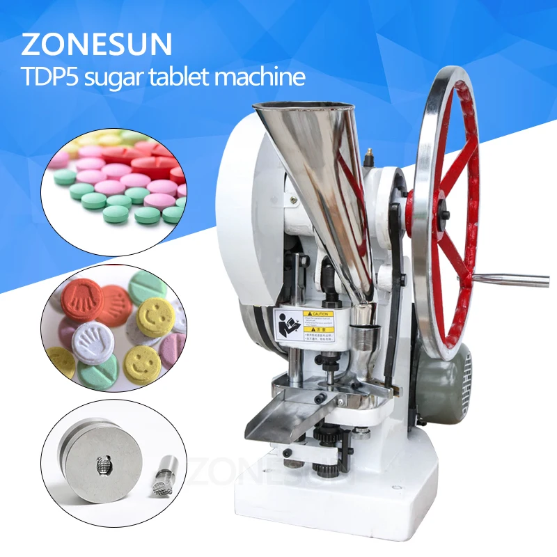 ZONESUN Single punch tablet press machine TDP5 Sugar press machine Candy making Milk TABLET PRESSING making