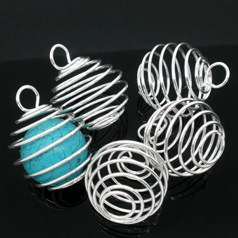 

LASPERAL 20PCs Gold Silver Pendants Charms Beads Cage Pendant For Women Men DIY Necklace Jewelry Making Beads Holder Accessories