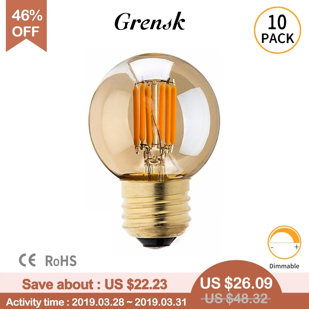 Us 31 41 35 Off Grensk Edison G40 Led Bulb Dimmable 3w Filament Mini Globe Light Bulbs Replacement For Outdoor String Lights 2200k E27 220v In