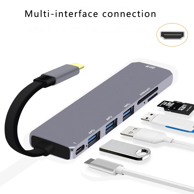 Горячий Универсальный Тип C концентратор 3 USB с SD/Micro SD кардридер + USB-C зарядное устройство PD для MacBook Pro 3 USB порты и SD/TF карта