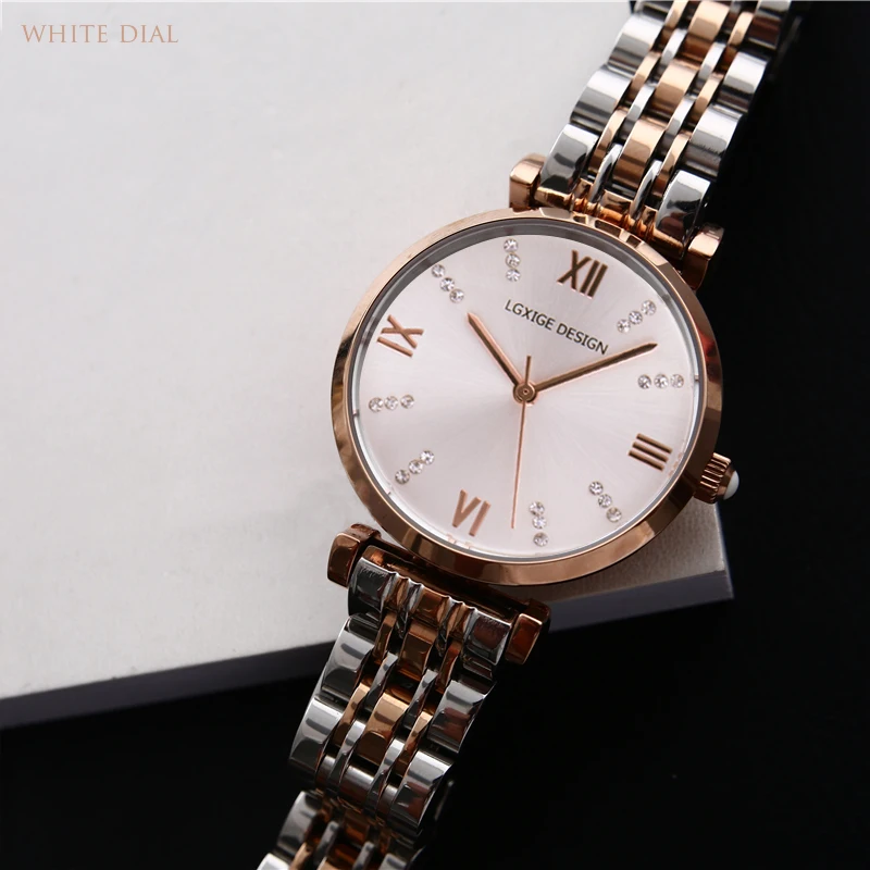LGXIGE 2019 montre femme Роскошные брендовые часы из розового золота Женева бриллиантовые