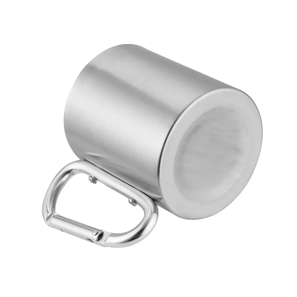 OUTAD 180ml Stainless Steel Cup for Camping Traveling Outdoor Cup Double Wall Mug with Carabiner Hook Handle Hot Dropshipping
