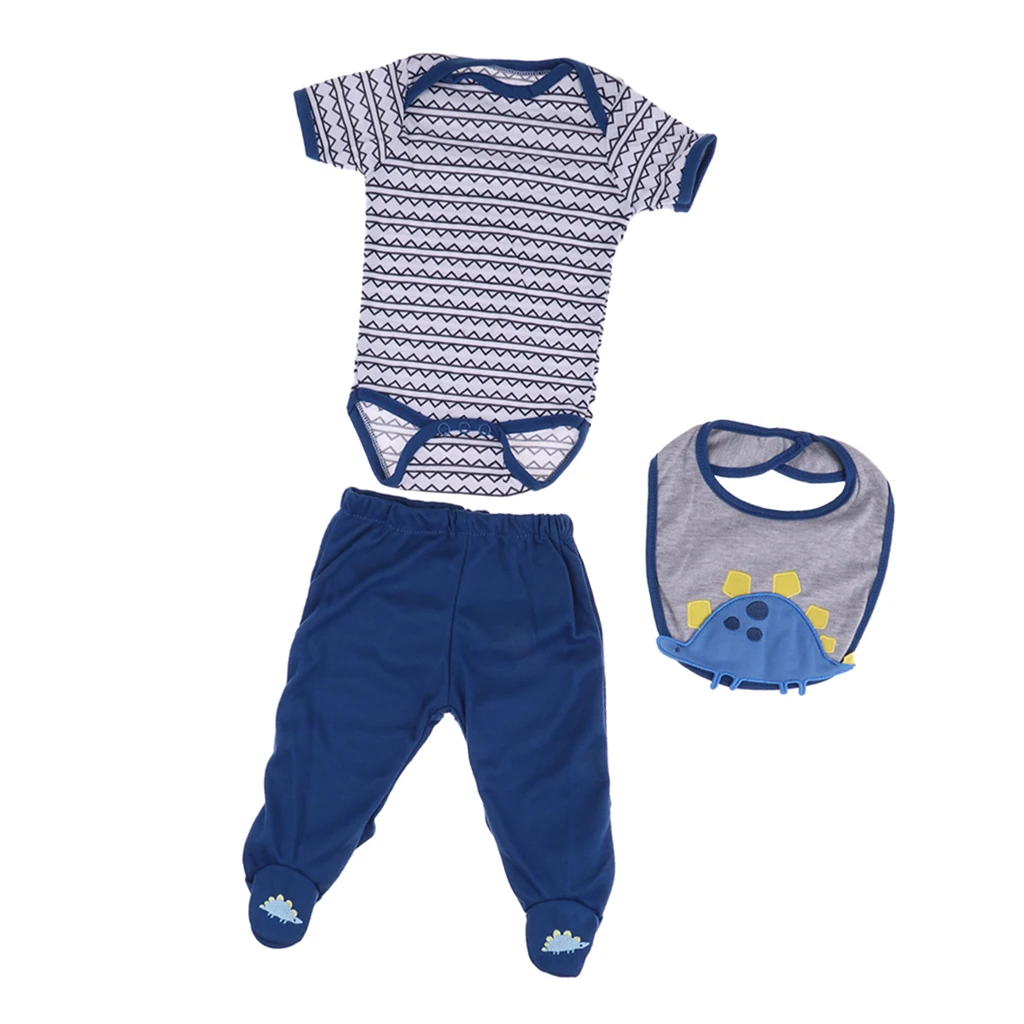 Fashion Doll Clothes and Bibs Garment Handmade Romper Pants & Bib For 20-22inch Newborn Dolls Baby Accessory
