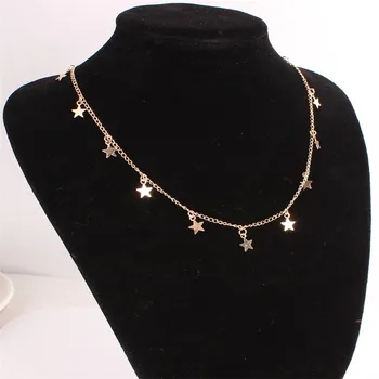 

2020 Fashion Boho Pendants Collier Femme Chain Collar Collares De Moda Star Necklace Women Choker Kolye Gold Silvery Necklaces
