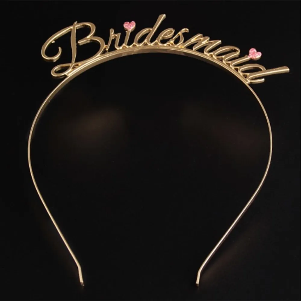 

Gold Bride to Be Set Bridesmaid Wedding Bridal Shower Hen Party Decorations Rhinestone Tiara Crown Wedding Hair Accessories Girl
