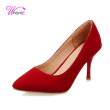 2017 mode Frauen Grund Pumpen Spike Heel Hohe Ferse Spitz-toe Flock Beleg Auf Frühling Herbst Party-kleid Büro Sexy Damen schuhe
